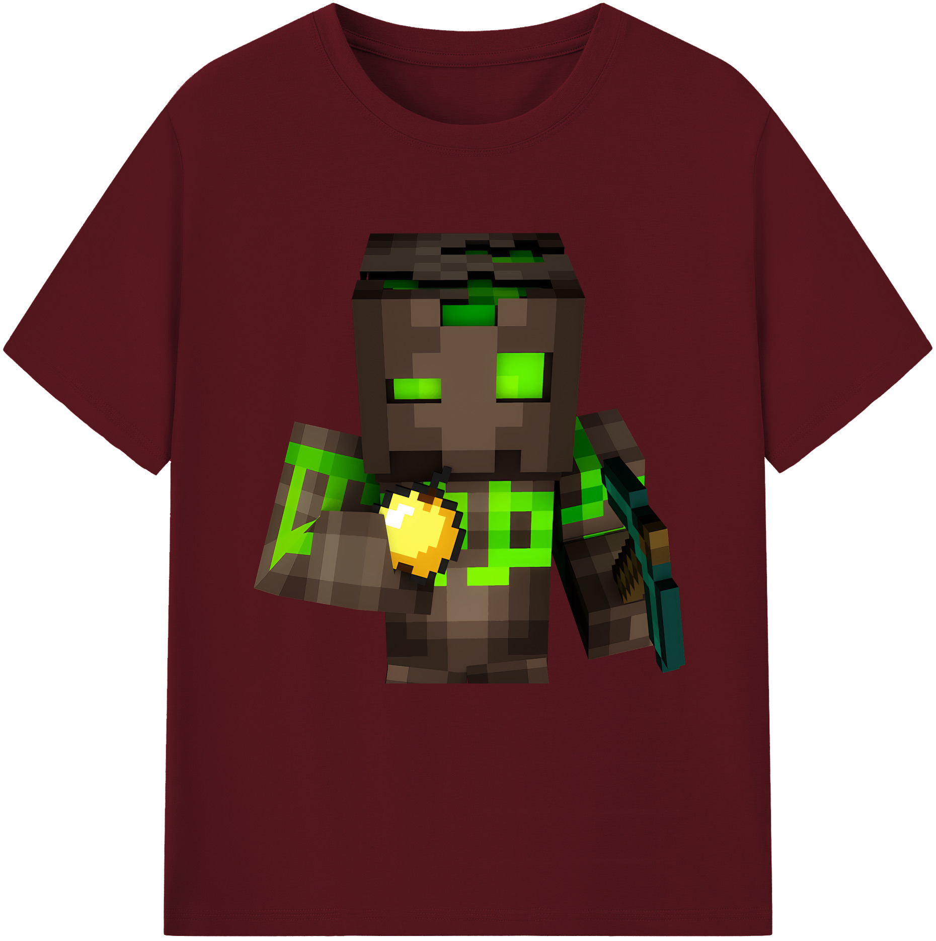 （画像用） マインクラフト ブロックの世界 Minecraft MC Block world 綿100％半袖Tシャツ（フロントプリント）